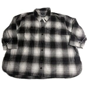 Madewell Twill Flannel Shirt Jacket Womens 4X Brown Cream Windowpane Plaid NWT